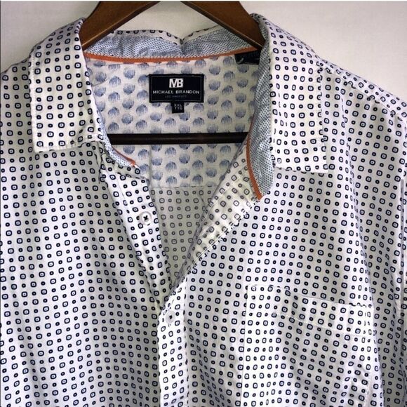Men's Michael Brandon Printed Short Sleeve Button Down Shirt - Picture 3 of 7